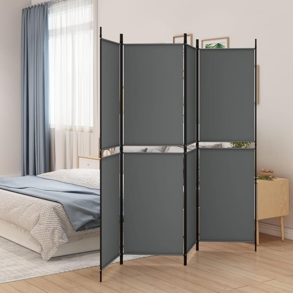 4-panels rumdeler 200x180 cm stof antracitgrå