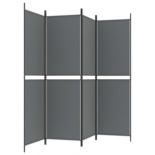 4-panels rumdeler i stof - 200 × 180 cm, antracitgrå