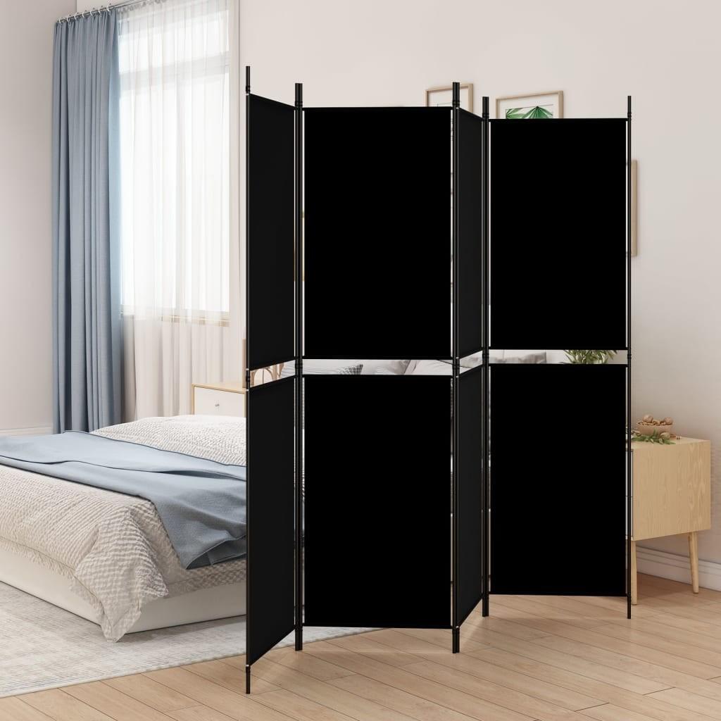 4-panels rumdeler 200x180 cm stof sort