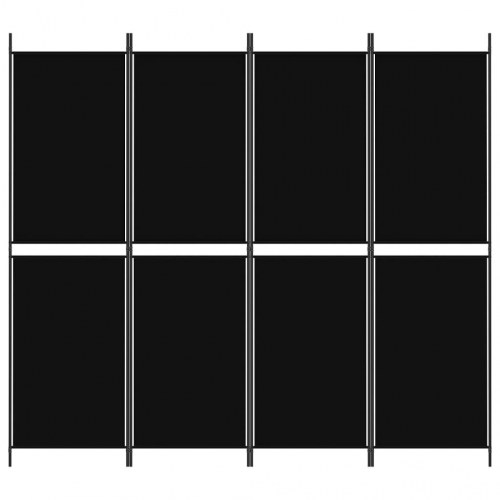 4-panels rumdeler i stof - 200 × 180 cm, sort