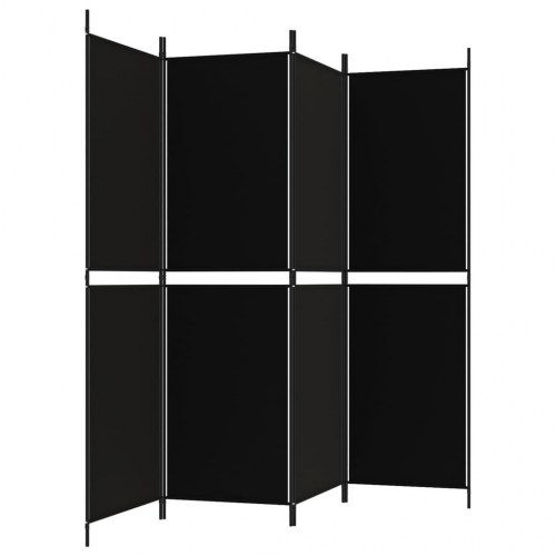 4-panels rumdeler i stof - 200 × 180 cm, sort