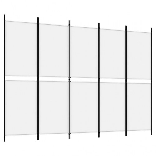 Rumdeler med 5 paneler i stof - 250 × 180 cm, hvid