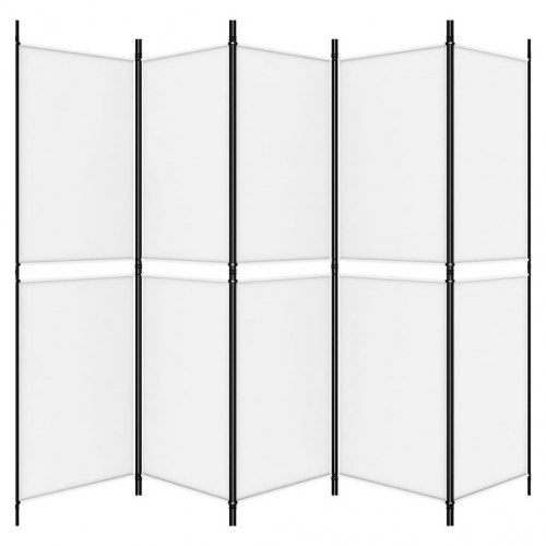 Rumdeler med 5 paneler i stof - 250 × 180 cm, hvid
