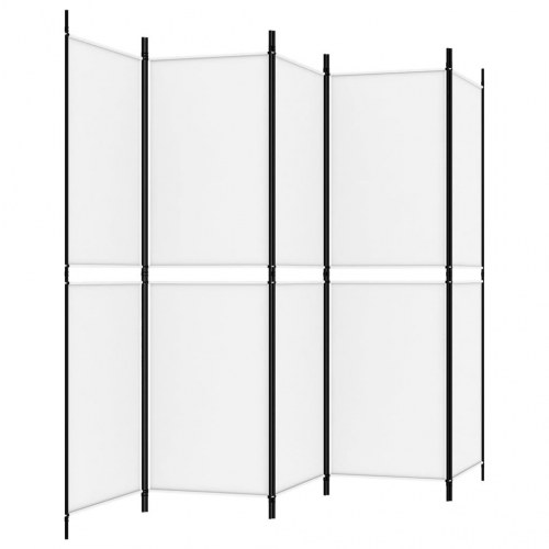 Rumdeler med 5 paneler i stof - 250 × 180 cm, hvid
