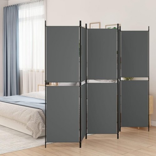 Rumdeler med 5 paneler i stof - 250 × 180 cm, antracitgrå