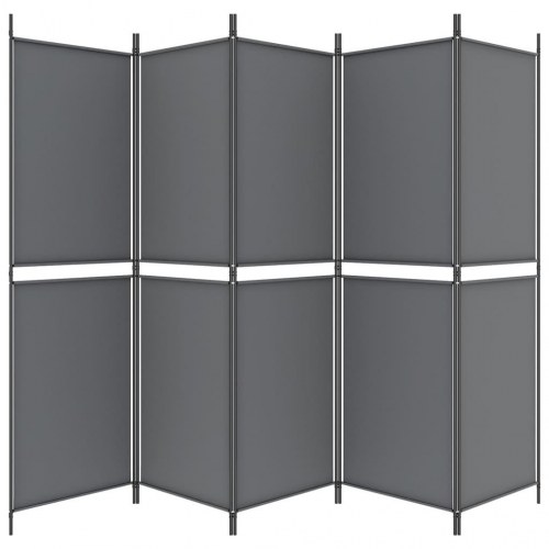 Rumdeler med 5 paneler i stof - 250 × 180 cm, antracitgrå