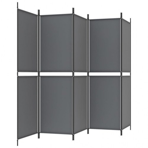 Rumdeler med 5 paneler i stof - 250 × 180 cm, antracitgrå