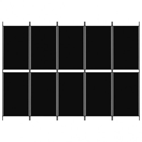 5-panels rumdeler i stof - 250 × 180 cm, sort