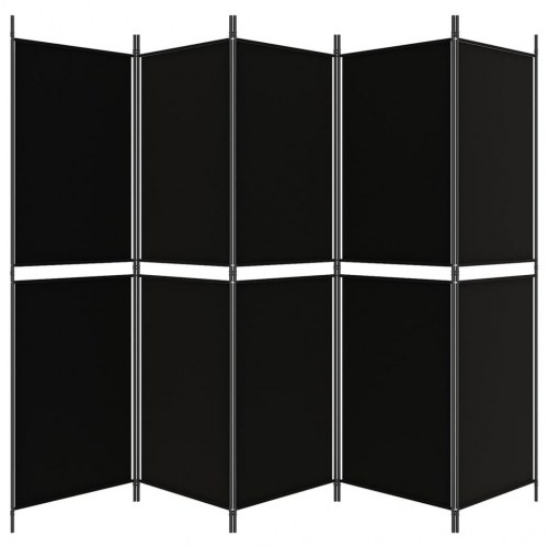 5-panels rumdeler i stof - 250 × 180 cm, sort
