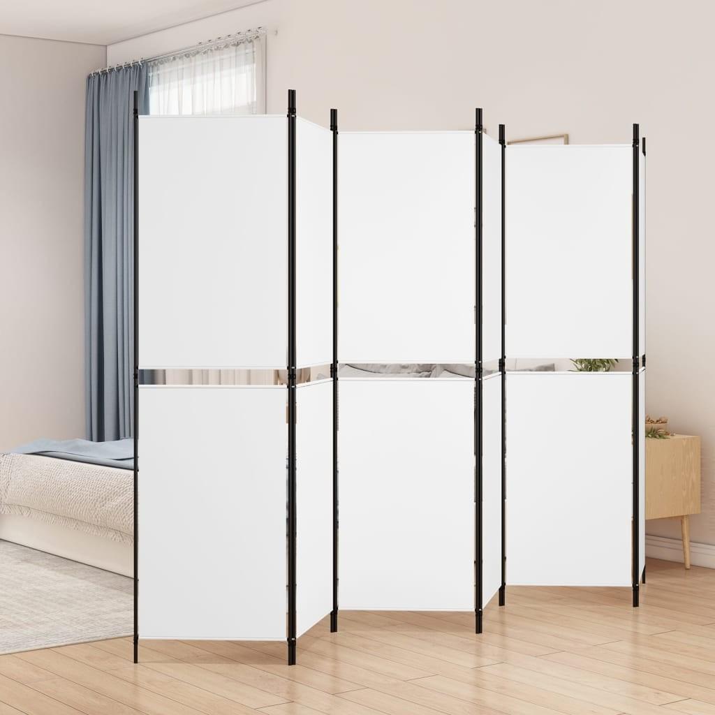 6-panels rumdeler 300x180 cm stof hvid