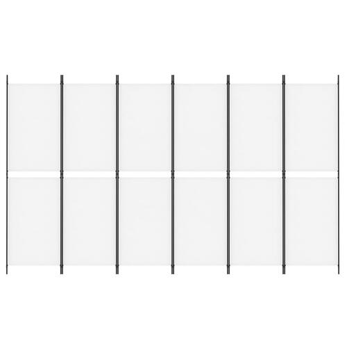 6-panels rumdeler 300x180 cm stof hvid