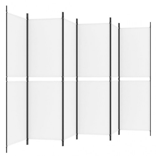 6-panels rumdeler i stof - 300 × 180 cm, hvid