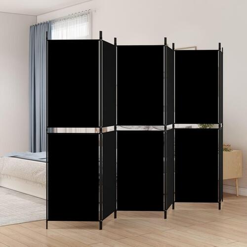 6-panels rumdeler 300x180 cm stof sort