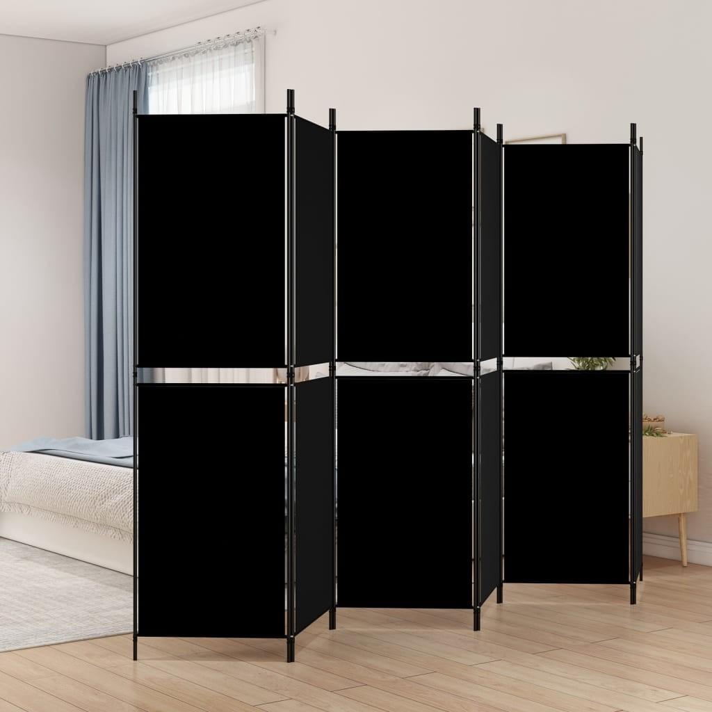 6-panels rumdeler 300x180 cm stof sort