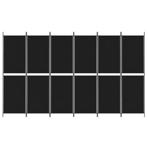 6-panels rumdeler 300x180 cm stof sort