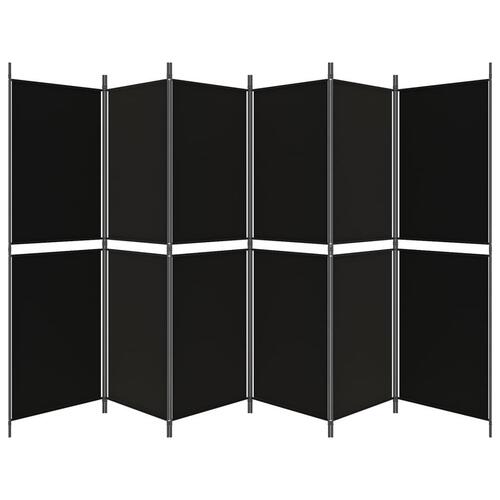 6-panels rumdeler 300x180 cm stof sort