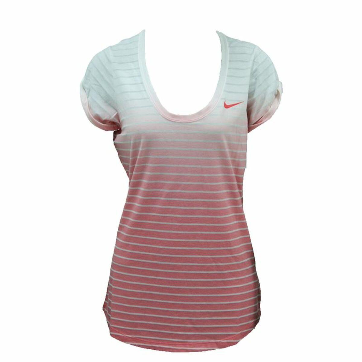 Kortærmet T-shirt til Kvinder Nike SS Dip Dye Burnout Rød Hvid L