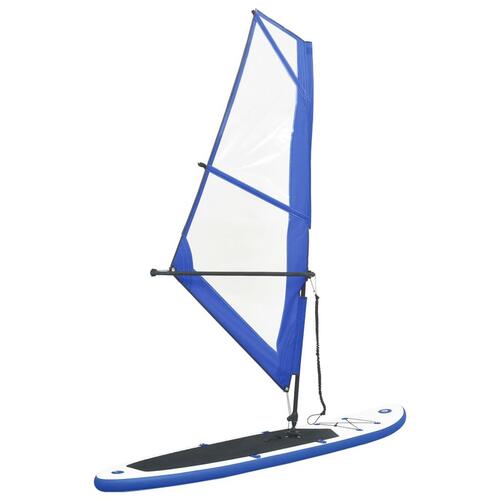 Oppusteligt paddleboard med sejl blå og hvid