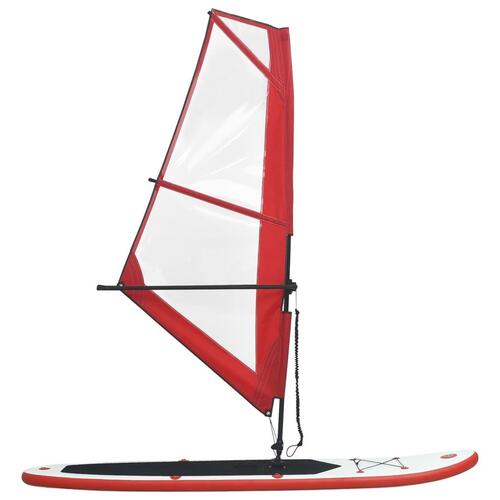 Oppusteligt paddleboard med sejl rød og hvid