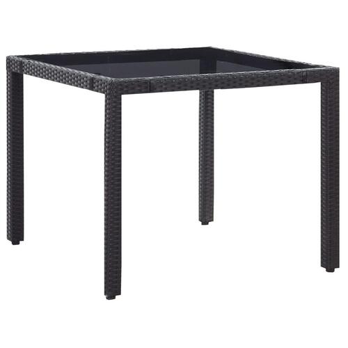 Udendørs spisebordssæt 5 dele polyrattan sort