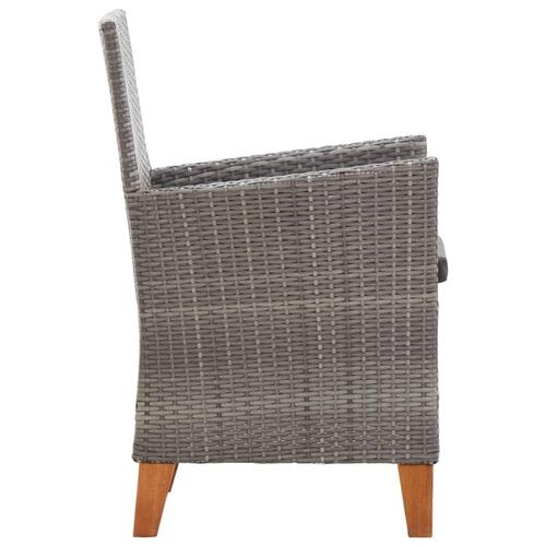 Spisebordssæt 9 dele polyrattan og massivt akacietræ grå