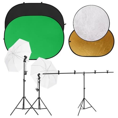 Fotostudiesæt med fotolampesæt + fotobaggrund og reflektor