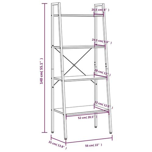 Stigereol med 4 hylder 56x35x140 cm sort