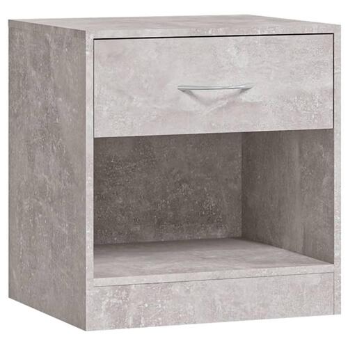 Sengeborde 2 stk. med skuffe betongrå