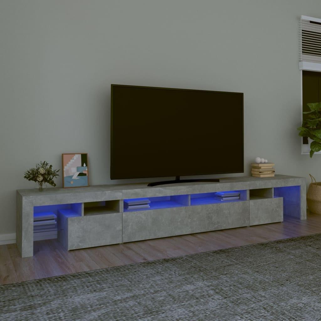 Tv-bord med LED-lys 260x36,5x40 cm betongrå