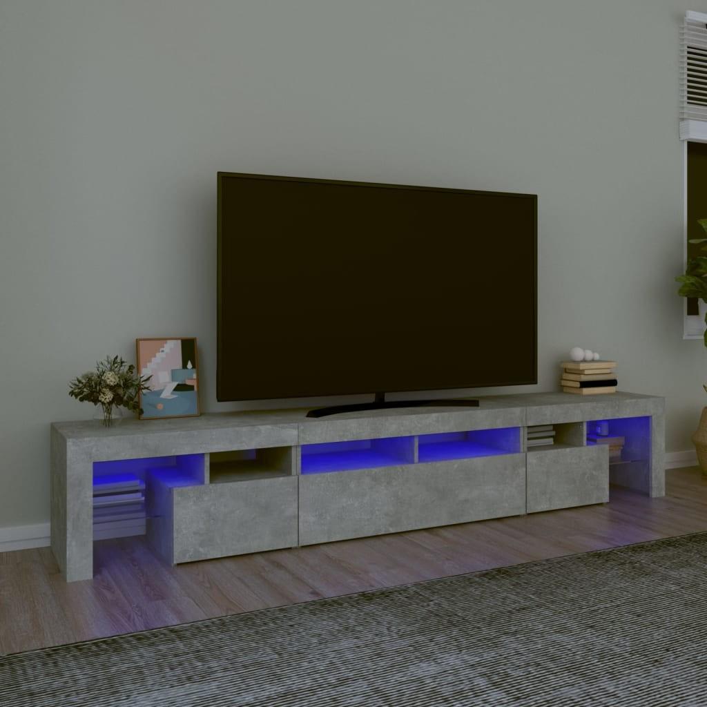 Sengebord med LED-lys 230x36,5x40 cm betongrå