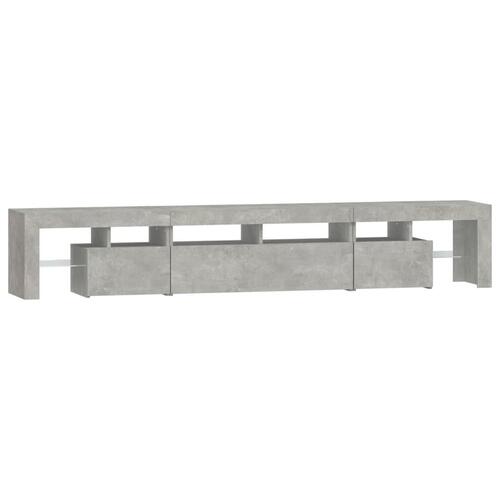 Sengebord med LED-lys 230x36,5x40 cm betongrå