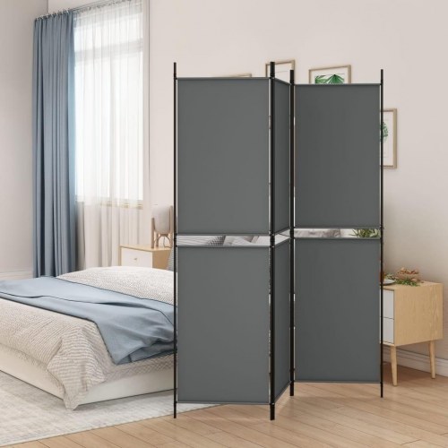 3-panels rumdeler i stof - 150 × 180 cm, antracitgrå
