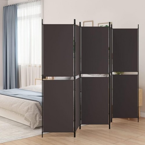 5-panels rumdeler i stof - 250 × 180 cm, brun