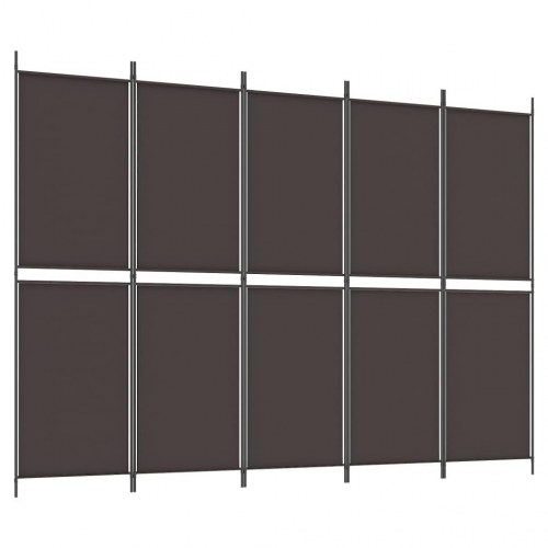 5-panels rumdeler i stof - 250 × 180 cm, brun