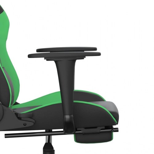 Gamingstol med massage og fodstøtte i kunstlæder - sort/grøn