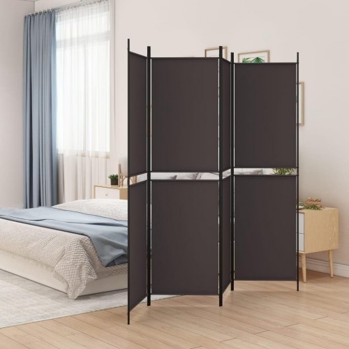 4-panels rumdeler i stof - 200 × 200 cm, brun