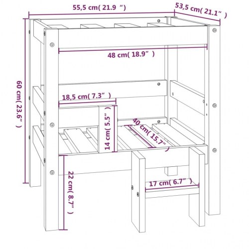 Hundeseng i massivt fyrretræ - hvid, 55,5 × 53,5 × 60 cm