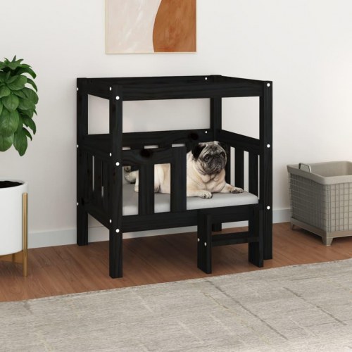 Hundeseng 65,5x50,5x70 cm massivt fyrretræ sort