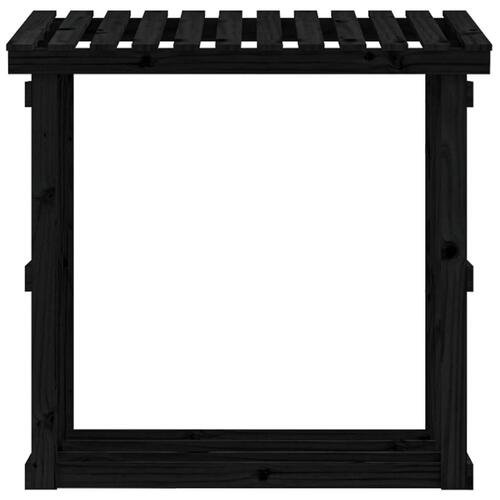 Brændestativ 108x64,5x109 cm massivt fyrretræ sort
