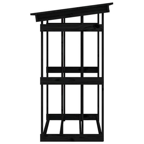 Brændestativ 108x64,5x109 cm massivt fyrretræ sort