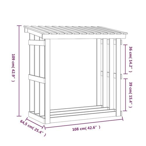 Brændestativ 108x64,5x109 cm massivt fyrretræ sort