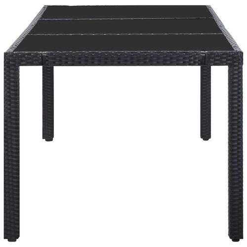 Udendørs spisebordssæt i 9 dele polyrattan sort