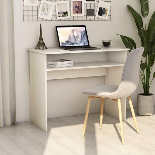 Skrivebord 90x50x74 cm konstrueret træ hvid