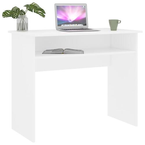 Skrivebord 90x50x74 cm konstrueret træ hvid