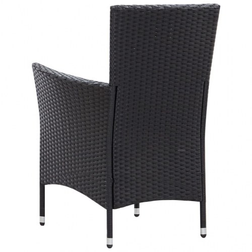 Udendørs spisebordssæt i polyrattan - 7 dele, sort