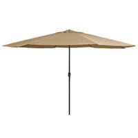 Udendørs parasol med metalstang 400 cm gråbrun