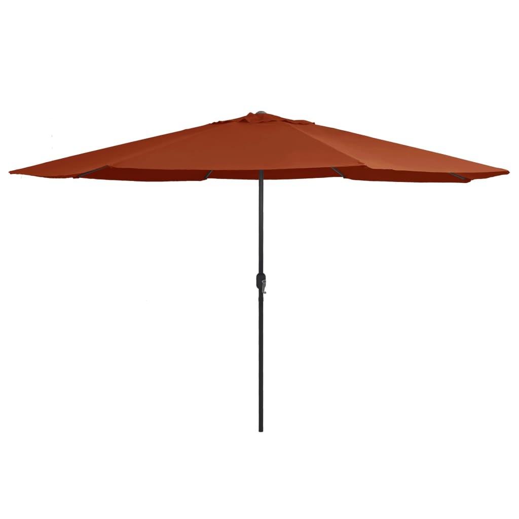 Udendørs parasol med metalstang 400 cm terracottafarvet