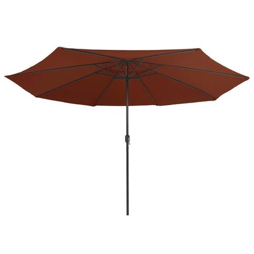 Udendørs parasol med metalstang 400 cm terracottafarvet