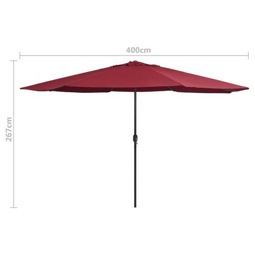 Udendørs parasol med metalstang 400 cm bordeauxrød