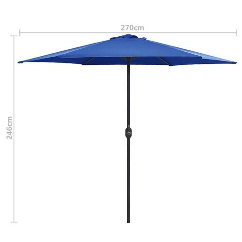 Udendørs parasol med aluminiumsstang 270x246 cm azurblå